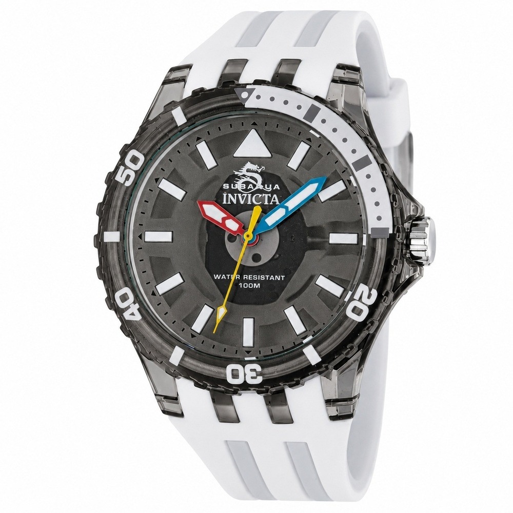 Invicta Subaqua Mens Watch White Acrylic Case Silicone Strap 69448 New